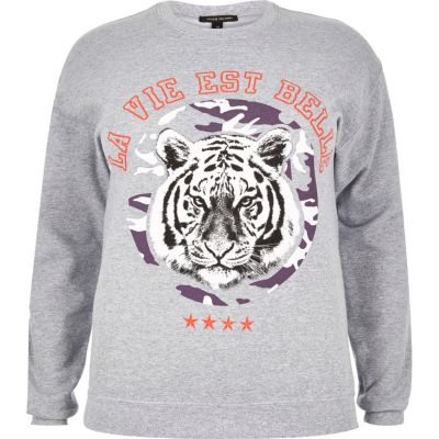 RI Plus grey tiger print sweatshirt